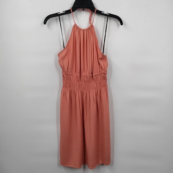 Forever 21 Smoked Halter Mini Dress Peach, Medium - Picture 2 of 11